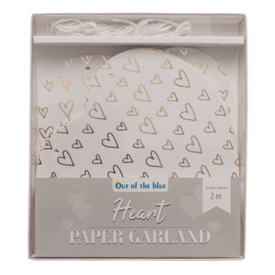 Paper garland, heart, ca. 12 cm, L: 2 m
