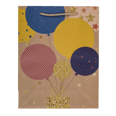 Paper gift bag, balloons & candles,