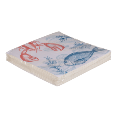 Paper napkins; Seafood, ca. 33 x 33 cm,