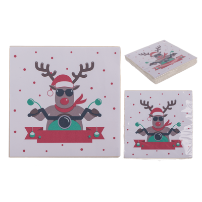 Paper napkins, Biking Santa Deer,