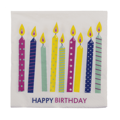 Paper napkins, Birthday candles,
