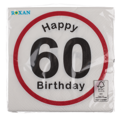 Paper napkins, Happy Birthday - 60,