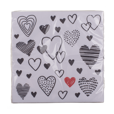 Paper napkins, Hearts, ca. 33 x 33 cm,