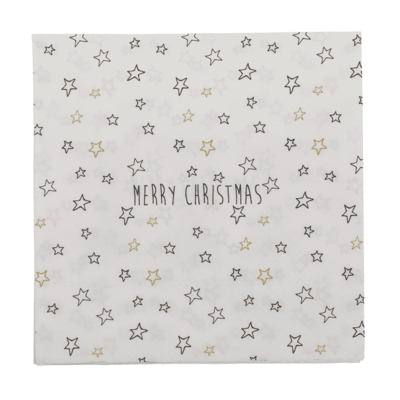 Paper napkins, Merry Christmas, with stars,