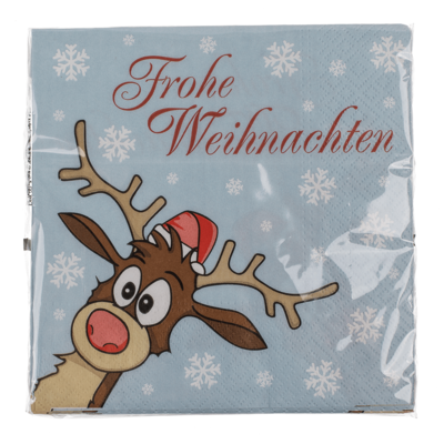Papier-Servietten, Funny Deer - Frohe Weihnachten,