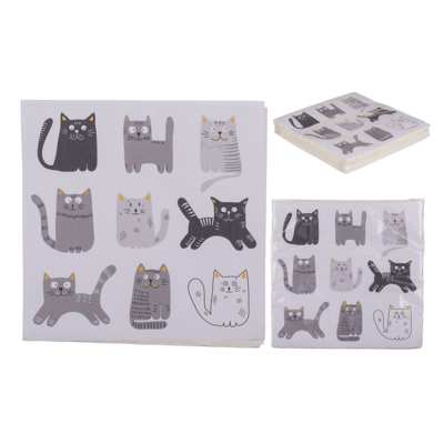 Papier-Servietten, Funny Kitties, ca. 33 x 33 cm,