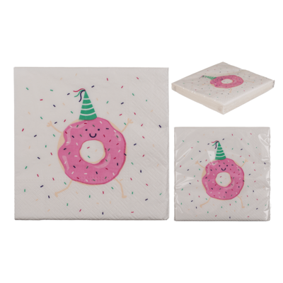 Papier-Servietten, Happy Donut, ca. 33 x 33 cm,