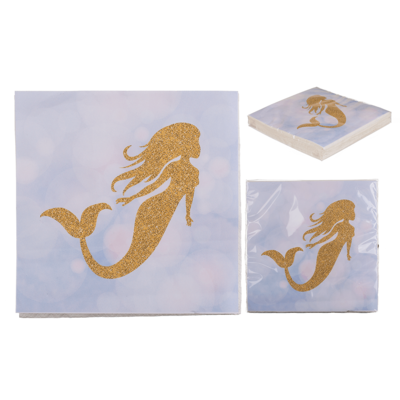 Papier-Servietten, Mermaid, ca. 33 x 33 cm,