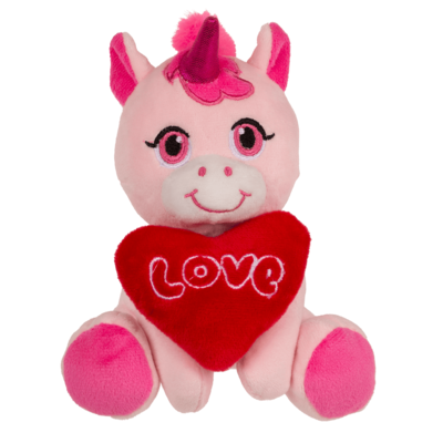 Peluche unicornio, con corazón