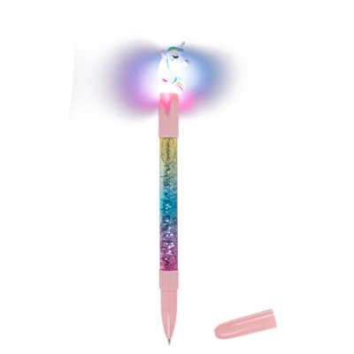 Pen with glitter & colourchanging light,