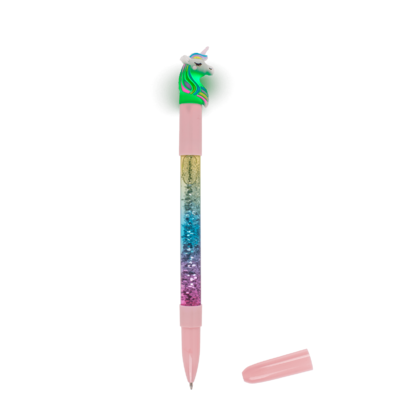 Pen with glitter & colourchanging light,