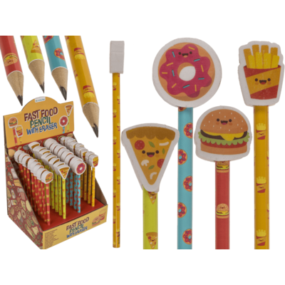 Pencil with eraser, Fast Food,