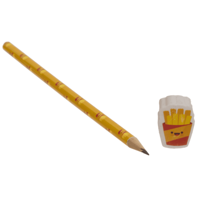 Pencil with eraser, Fast Food,