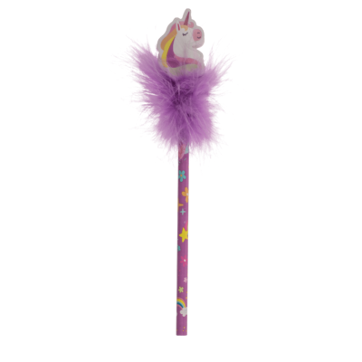 Pencil with eraser, Fluffy Unicorn,