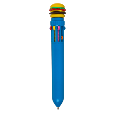 Penna a sfera con 10 cartucce colorate, Fast Food,