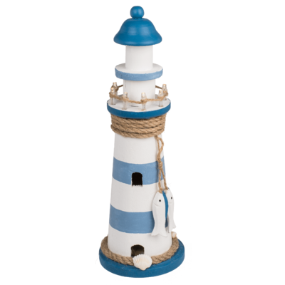 Phare en bois avec LED, env. 10 x 30 cm,