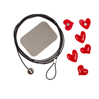 Photo steel wire with 6 magnets, Heart,