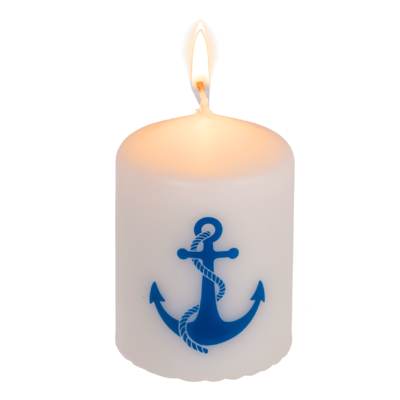 Pillar candle, anchor,