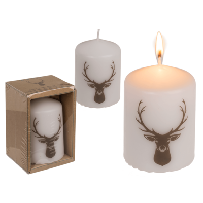 Pillar candle, deer head,