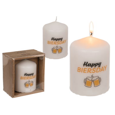 Pillar candle, Happy Biersday,