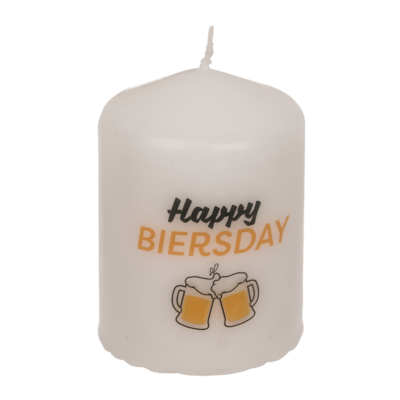 Pillar candle, Happy Biersday,