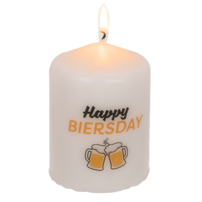 Pillar candle, Happy Biersday,