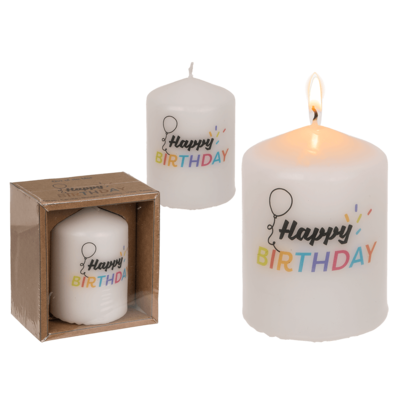 Pillar candle, Happy Birthday,