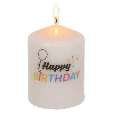 Pillar candle, Happy Birthday,
