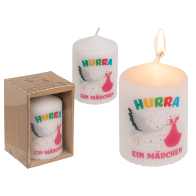 Pillar candle, Hurra ein Mädchen,