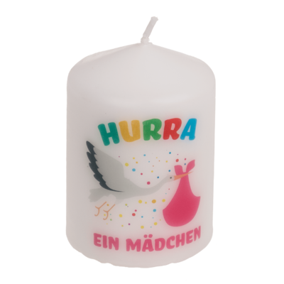 Pillar candle, Hurra ein Mädchen,