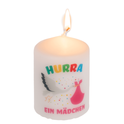 Pillar candle, Hurra ein Mädchen,