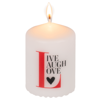 Pillar candle, Live, Laugh, Love,