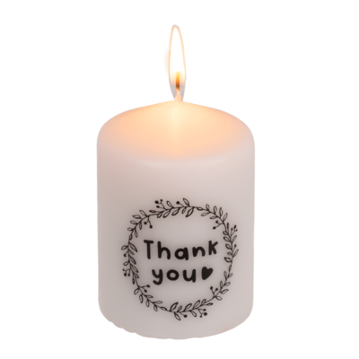 Pillar candle, Thank You,
