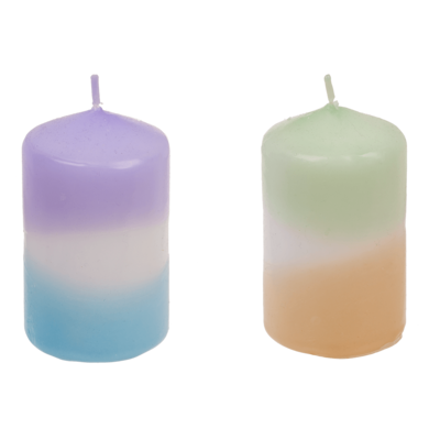 Pillar candle with colour gradient, Pastel,