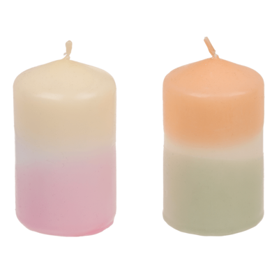 Pillar candle with colour gradient, Pastel,