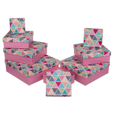 Pink gift box, Triangles,