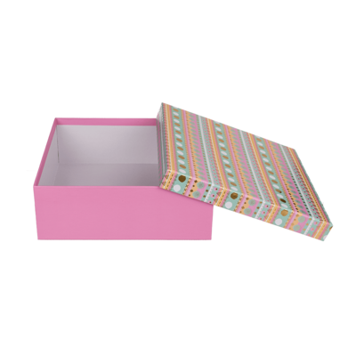 Pink gift box with golden decor,