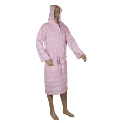 Pink/white hamam bath robe, size L,