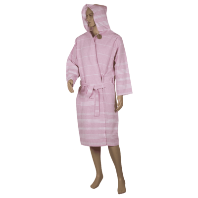Pink/white hamam bath robe, size L,