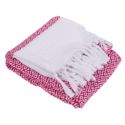 Pink/white premium fouta towel