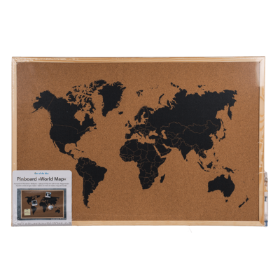 Pinnwand, Weltkarte, aus Kork, ca. 40 x 60 cm,
