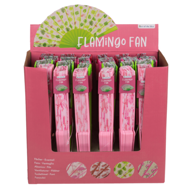 Plastic fan, flamingos,