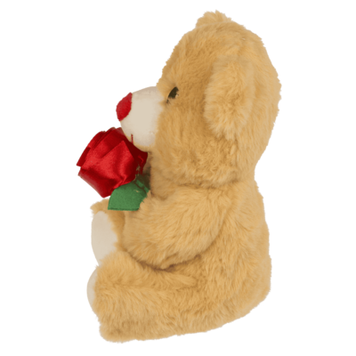 Plüsch-Bär mit Rose, 18 cm,