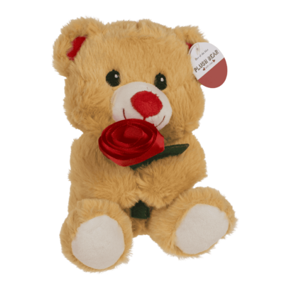 Plüsch-Bär mit Rose, 18 cm,