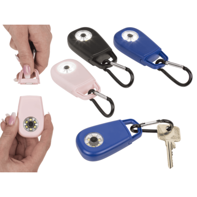 Pocket alarm with LED & snap hook,