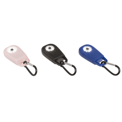 Pocket alarm with LED & snap hook,