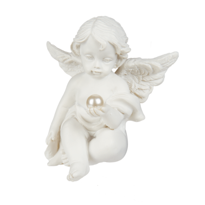 Polyresin angel with pearl,