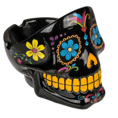 Polyresin ashtray, Coloured Skull I,