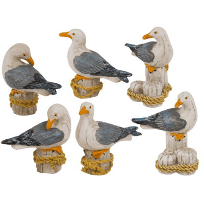 Polyresin decorative figure, Seagull on bollard,