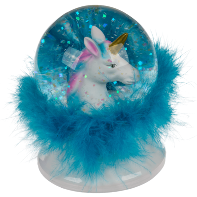 Polyresin glitter globe, Unicorn,